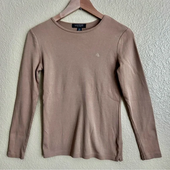 Lauren Ralph Lauren Petite Long Sleeve Crewneck Tee - Picture 2 of 9
